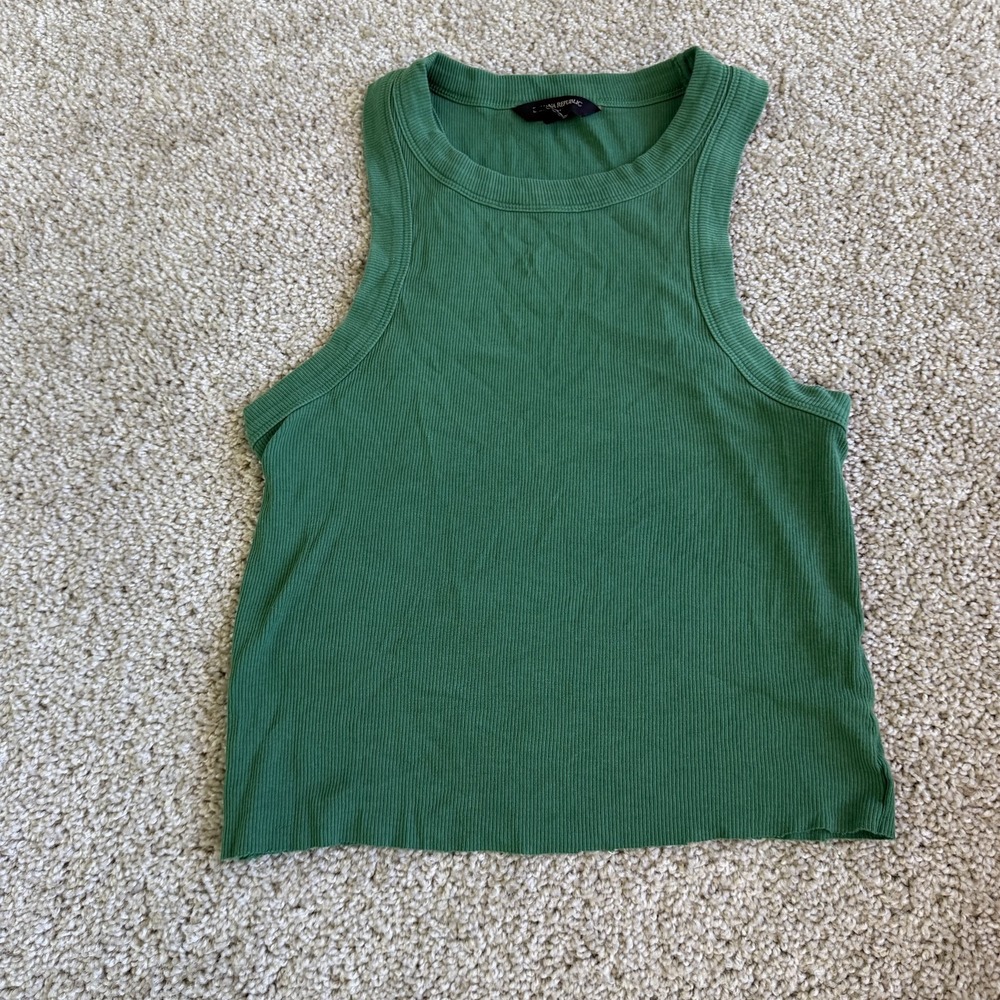 Banana Republic Tank Top Womens XS Green Ribbed Knit Sleeveless Basic Summer
